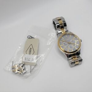 Fossil Two Tone Silver Gold Watch Womens Extra Links